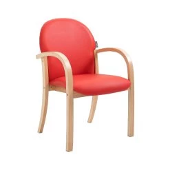 Lincoln Wooden Frame Vinyl Stacking Chair With Arms