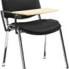 Swift Vinyl Conference Chair Chrome Frame With Wooden Writing Tablet (Pack Of 4 Chairs)