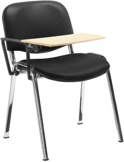 Swift Vinyl Conference Chair Chrome Frame With Wooden Writing Tablet (Pack Of 4 Chairs)
