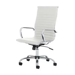 Chase White Bonded Leather High Back Office Chair -Home-Furniture 109923