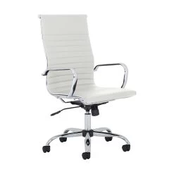 Chase White Bonded Leather High Back Office Chair