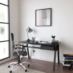 Iconic Glass Home Office Desk Single Drawer -Home-Furniture 114772