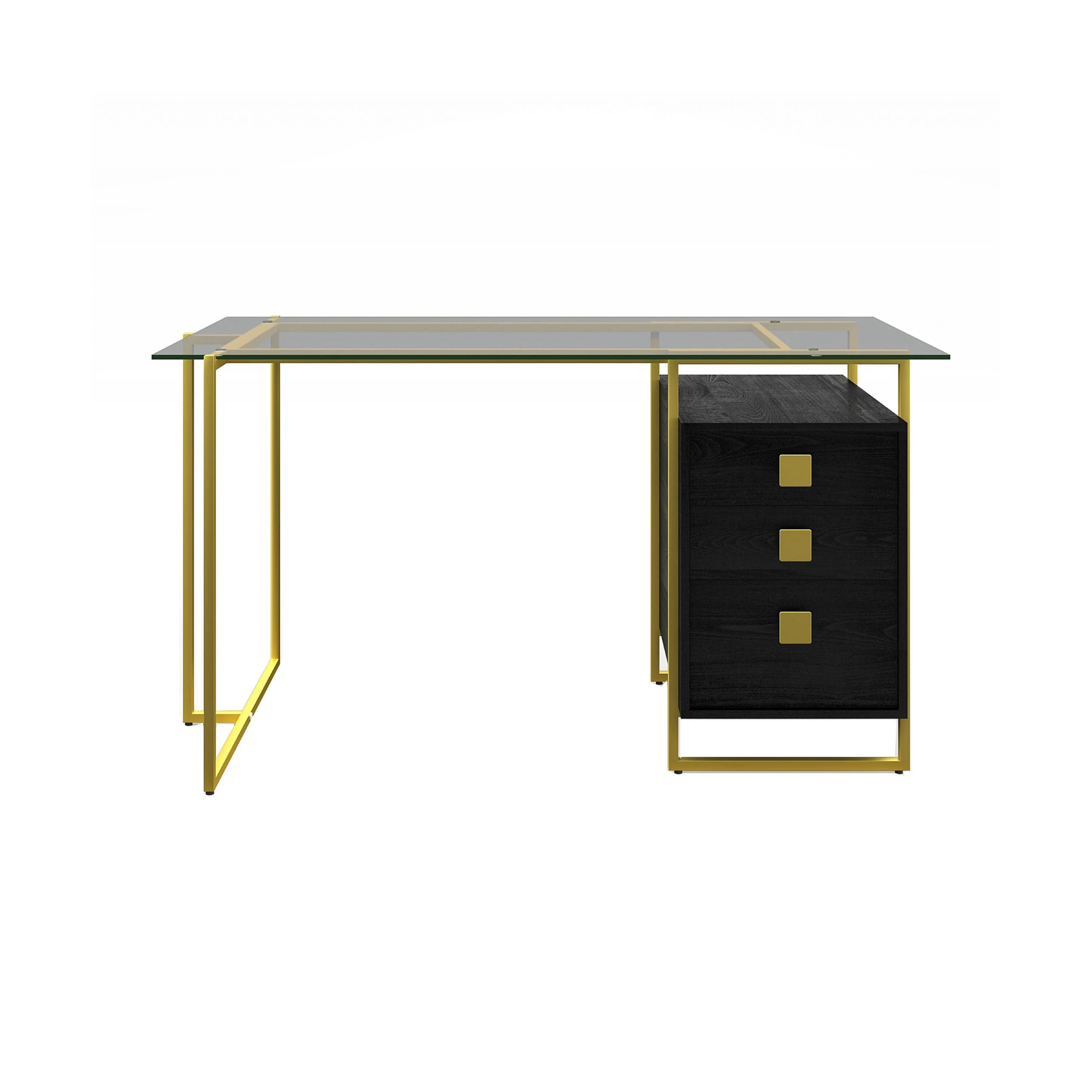 Archie Glass Home Office Desk With Pedestal