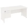 NEXT DAY Vogue White Rectangular Panel End Desks With Single Fixed Pedestal