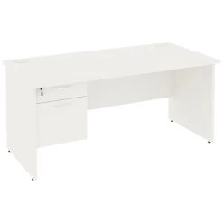NEXT DAY Vogue White Rectangular Panel End Desks With Single Fixed Pedestal